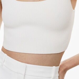 Babaton Ivory Ribbed Crop Top